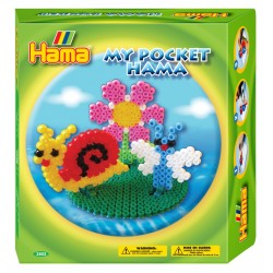 Haven. Snegl, blomst og sommerfugl. My Pocket Hama. 1000 perler