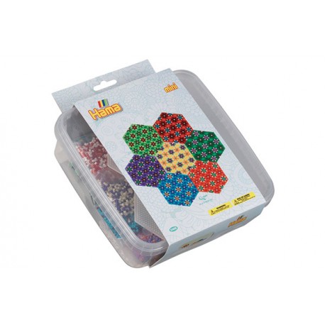 Blomstermønstre. Sekskantet. Pakke med 10500 miniperler og perleplader