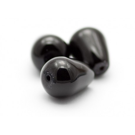 10x14 mm onyx, dråbe, stenperler, 3 stk