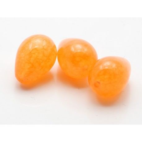 10x14 mm mørk orange jade, dråbe, stenperler, 3 stk