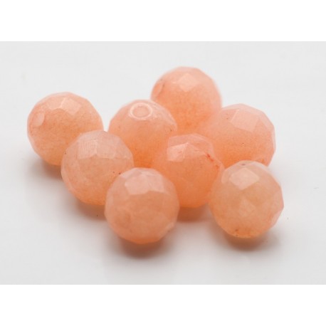8 mm babypink jade, rund, facetslebet, stenperler, 8 stk